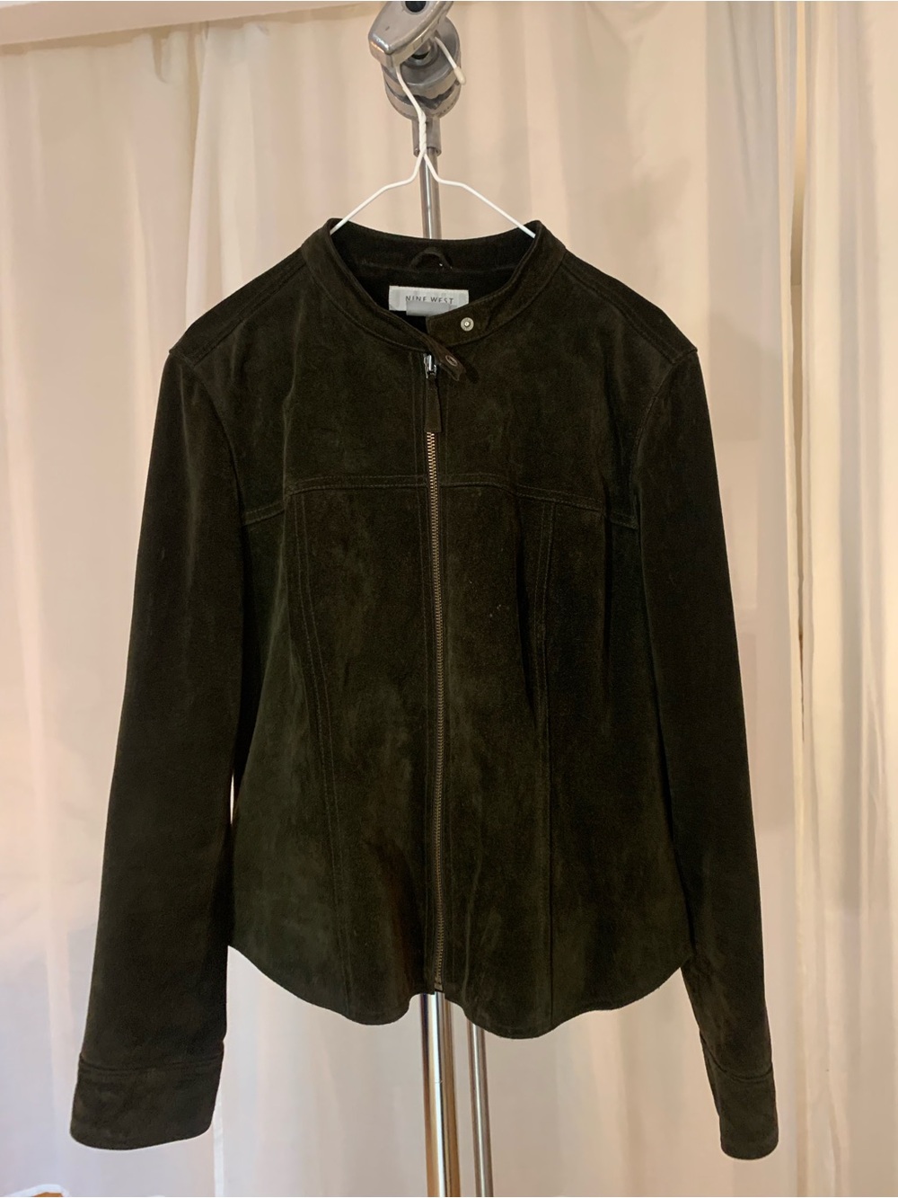 Nine West Dark Green Suede Zip Jacket